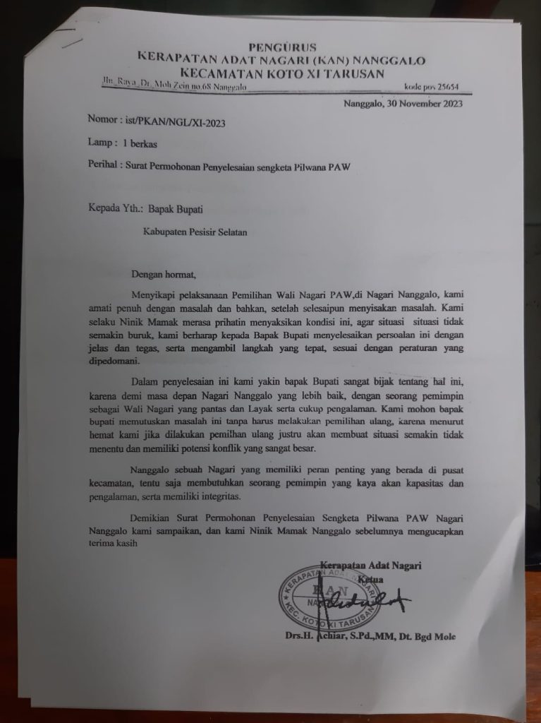 Husni sayangkan sikap Ketua KAN Nagari Nanggao